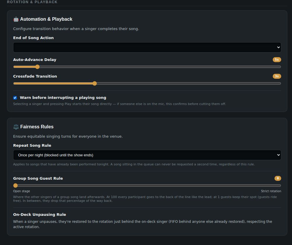 Settings: Rotation & playback