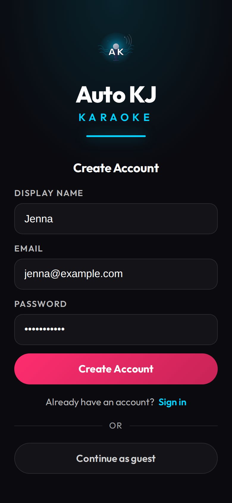 Create account