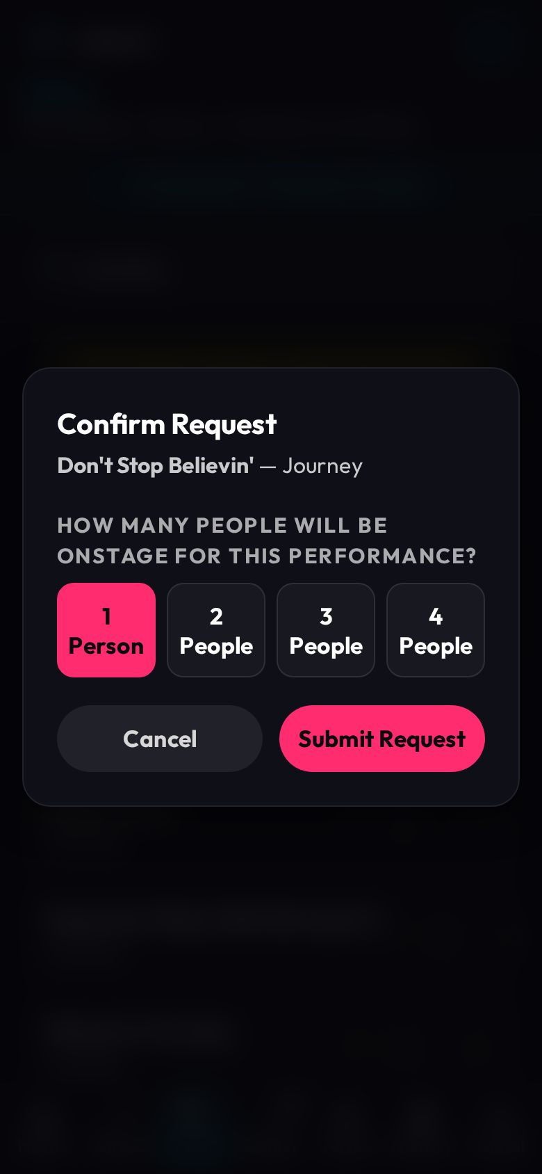 Request: confirm, 1 person