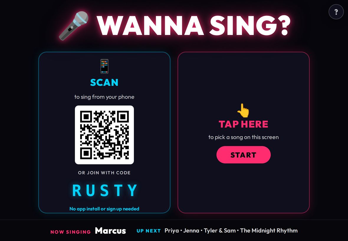Attract screen: Scan or Tap here