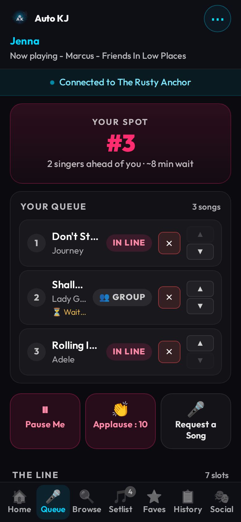 Queue: β removes any of your queued songs