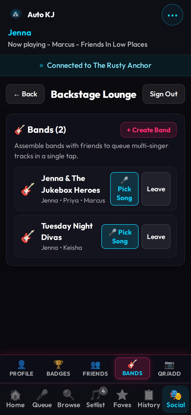 Social Β· Bands