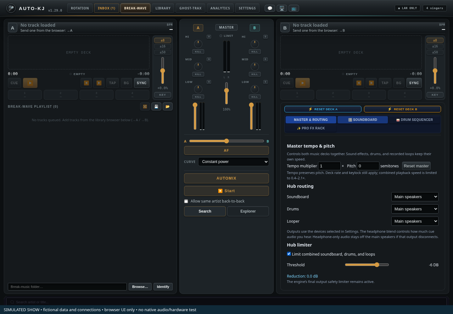 Master & Routing controls
