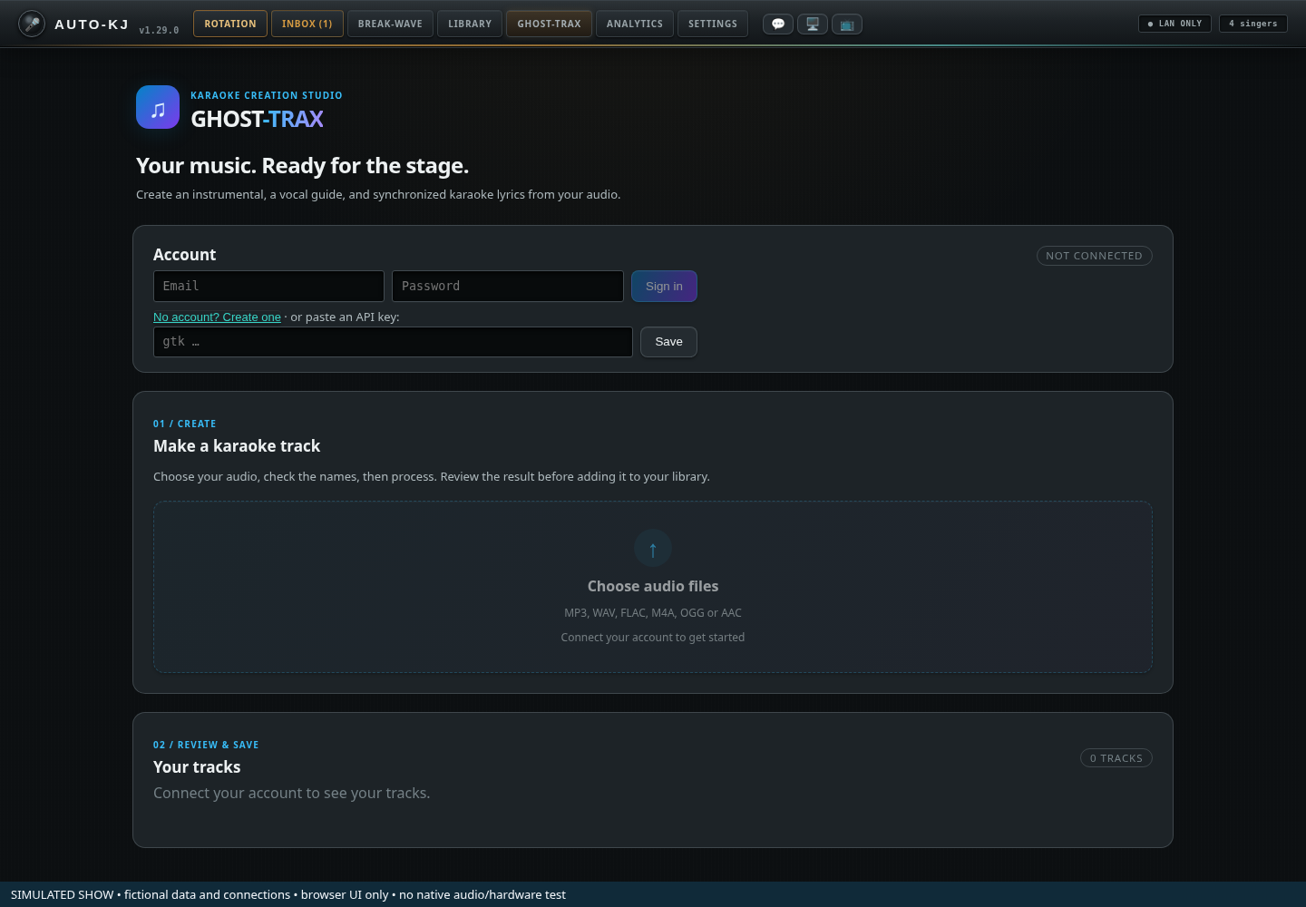 Ghost-Trax account entry and creation workflow