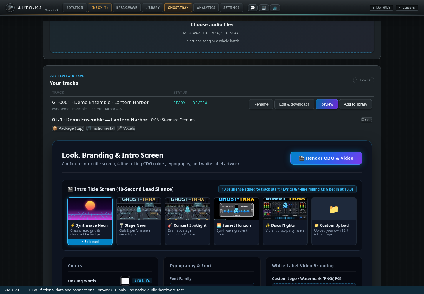 Completed-track studio: appearance and downloads