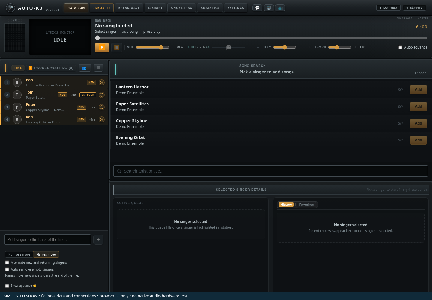 Host header and seven desktop tabs